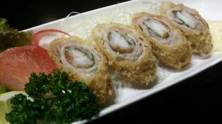 Japanese yam and plum meat roll cutlet