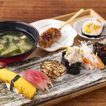 Evening vegetarian sushi platter set meal