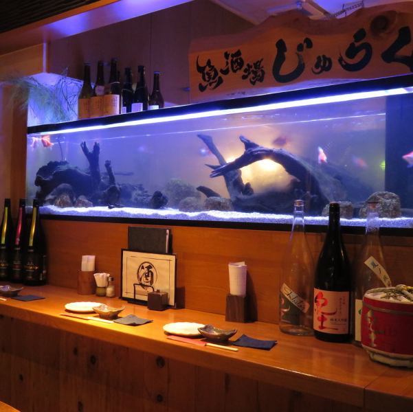 There are a total of nine seats for the presence of the aquarium and counter seats for enjoying the cooking process.In addition to easy-to-use table seats, there are tatami-mat seats in the back of the store.Please use it for casual dating, girls' meetings and various banquets.