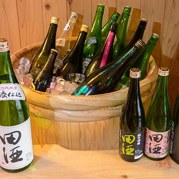 Lot of local sake in a large barrel