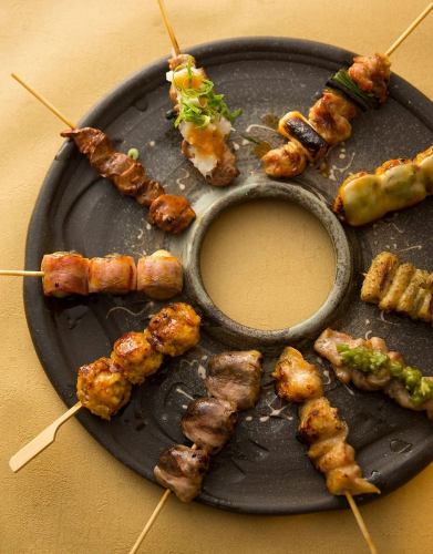 Assortment of 8 skewers of Yakitori