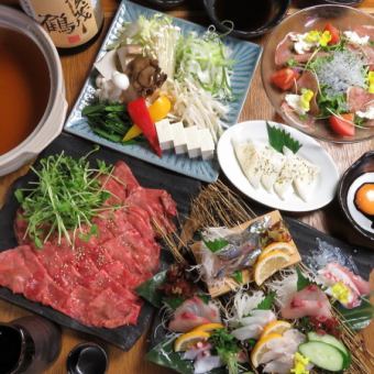[Most popular]! For parties♪ 2 hours all-you-can-drink included [Exquisite ☆ Beef tongue shabu-shabu & sashimi] course (8 dishes total) 5,500 yen