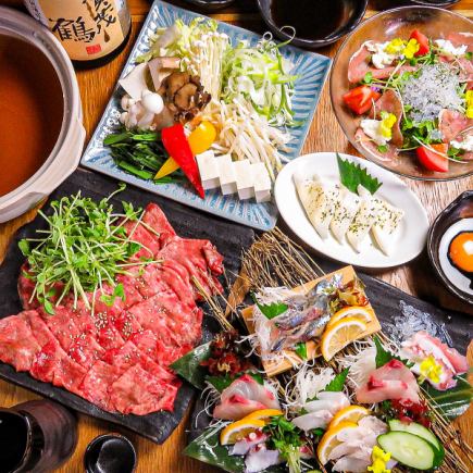 [Most popular]! For parties♪ 2 hours all-you-can-drink included [Exquisite ☆ Beef tongue shabu-shabu & sashimi] course (8 dishes total) 5,500 yen