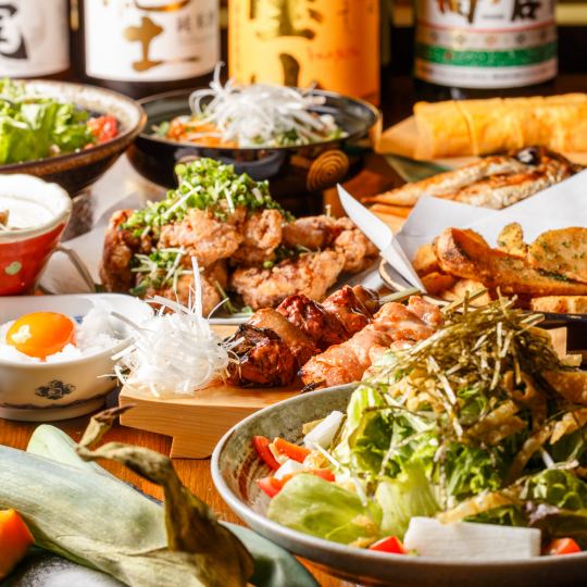◆Toriya's standard banquet course◆4 kinds of skewers and fried chicken <7 dishes in total> 4,980 yen including 2 hours of all-you-can-drink