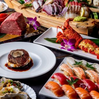 [Teppanyaki Premium] <120-minute limit> Includes Japanese Black Beef and sea urchin lobster! Over 150 varieties of Japanese, Western and Chinese buffet + all-you-can-drink