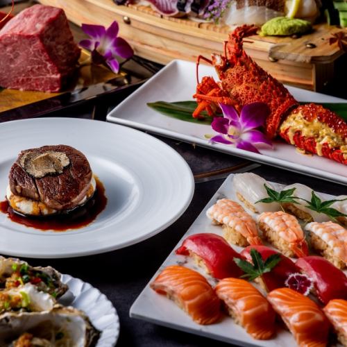 【鉄板焼プレミアム】<120分制>黒毛和牛・雲丹の伊勢海老付き!150種超の焼肉&和洋中ブッフェ+飲み放題
