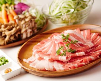 【ランチ11:00~16:00】【夢の大地豚食べ放題コース!】しゃぶしゃぶorすき焼き90分大人2250円