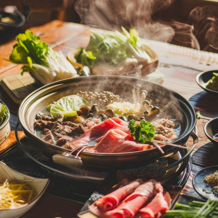 今日は贅沢にすきやき！しゃぶしゃぶかすきやきかお好きなお鍋を選べます（和牛、国産取り扱いあり