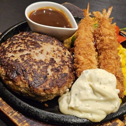 ハンバーグ&海老フライセット