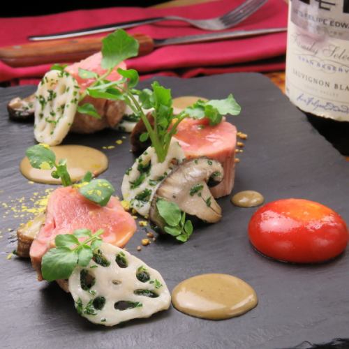 Ebisu Mochi Pork fillet with hot truffle soy sauce buret