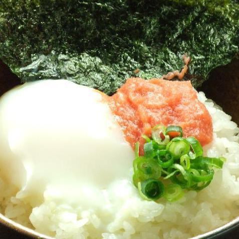 Mentaiko rice with soft-boiled egg
