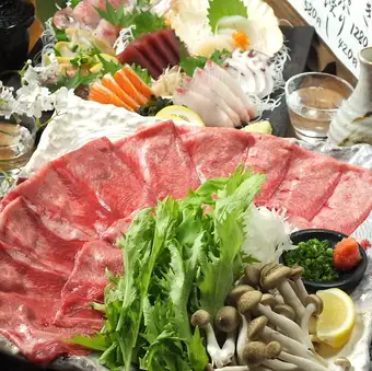 【４】牛タンしゃぶしゃぶ＆牛たん焼きの充実＆満足プラン！お料理9品＋飲放120分付6000円(税込)