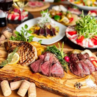 【全部食べ放題】3時間飲み放題炎のクワトロSIZZLERプレミアム肉盛りプレート全14品6000⇒5000円