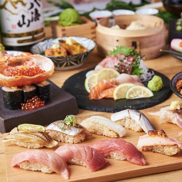 本格的な寿司からあて巻き、美しい盛り付けメニューなど。歓送迎会や宴会にもぴったりなご宴会コースも充実