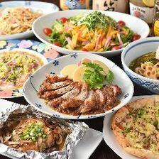 【簡易套餐A】共7道菜,含2小時暢飲,價格6,050日圓(含稅)♪ 享用炭烤豬排等更多美味