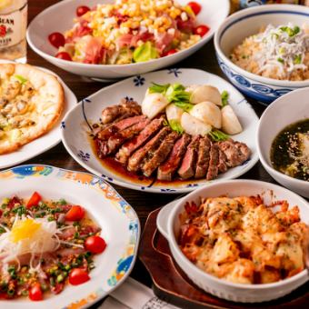 【やんちゃコースB】全8品2.5H飲み放題付6,600円(税込)♪アンガス牛炭焼きステーキが味わえる