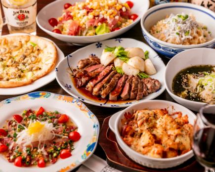 【やんちゃコースB】全7品2H飲み放題付6050円(税込)♪アンガス牛炭焼きテーキが味わえる