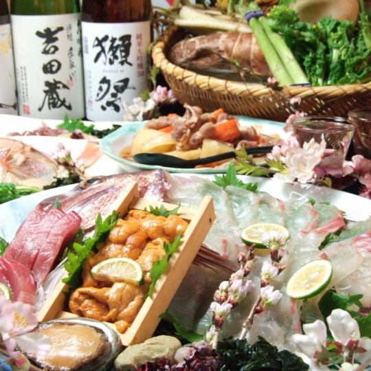 【120分飲放付】さわら・ホタルイカなど…旬の素材がたっぷりの春限定！旬の味覚コース⇒ 5000円