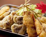 Eggplant Gyoza / Deep-fried gizzard Tateda / Special Satsuma-age / Kushikatsu assortment / Vegetable tempura