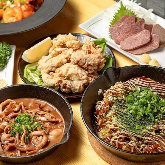 旬魚やお肉を味わう鉄板料理の魅力 広島焼き　豚・イカ・エビ