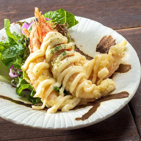 Soft shell shrimp with shrimp mayo