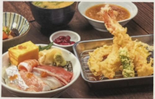 Seafood bowl and tempura set