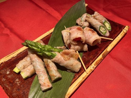 고기 감기 3 종 모듬 ~ 아스파라, 토마토, 오쿠라 각 2 개 ~