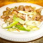 Stir-fried pork and green onions