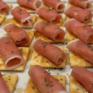 Ham and cream cheese canapes