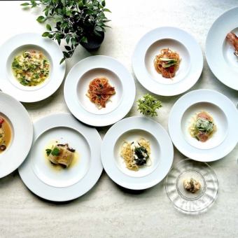 【パスタショップコース】牡蠣のアクアパッツァや牛ほほ肉のグラチネ煮等全12品 8000円(税込)