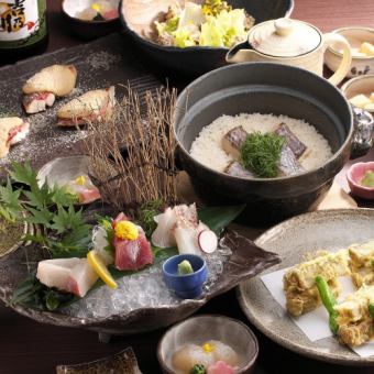 【僅限11月、12月】90分鐘無限暢飲【特色～鯛魚飯套餐】（共7道菜）6600日元