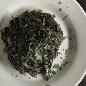 イカスミとミョウガのスパゲティ