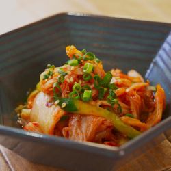Steamed chicken and kimchi salad