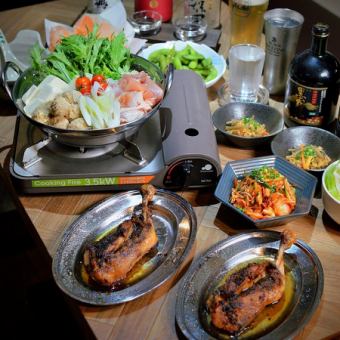 濃厚白湯！とりなべコース<7品>鶏鍋と骨付鳥が付いた贅沢なコース【3時間飲み放題生ビール付き】