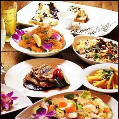 【2時間飲み放題付】クーポンご利用で4300円⇒3800円全6品『ハワイアン女子会コース』