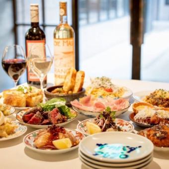 飲み放題付きコース♪カルパッチョ、炭焼き、パスタ含む全8品＜5000円（税込）＞2名様～可◎