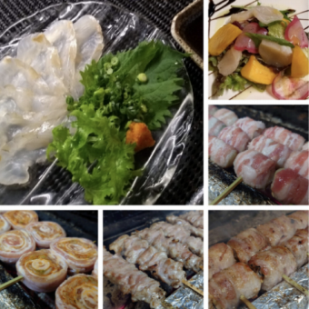 【少量多皿】串焼きコース☆少しずつ色んな物を食べたい方へ！少人数向け新コース♪全15品5500円