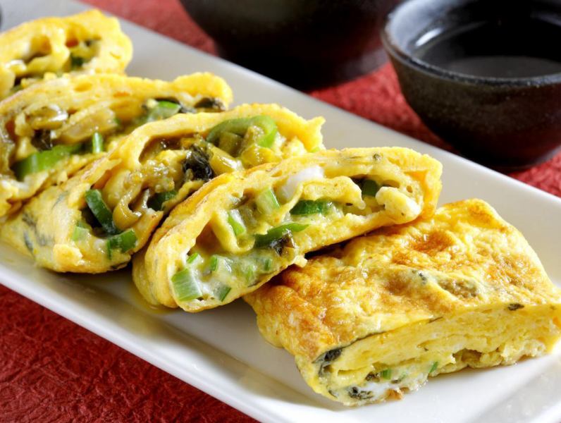 辛子高菜入りふわふわ玉子焼き