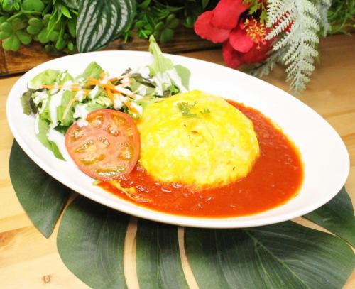 Taiyo's omelet rice tomato sauce