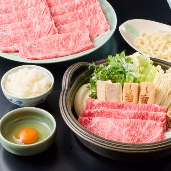 【すき焼き】　恵比寿（えびす）黒毛和牛赤身肉　食べ放題と贅沢飲み放題