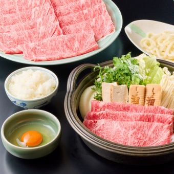 【すき焼き】　福寿（ふくじゅ）黒毛和牛肩ロース　食べ放題と贅沢飲み放題