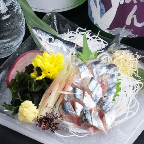 Sashimi of pacific saury from Hokkaido