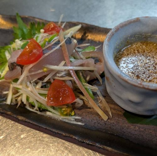 Seared horse mackerel with special sesame sauce
