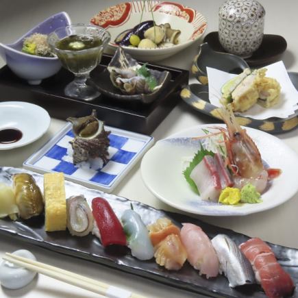 【板前おまかせ】厳選素材の旬を味わう おまかせ握りと逸品の特別コース＜全8品＞6600円(税込)