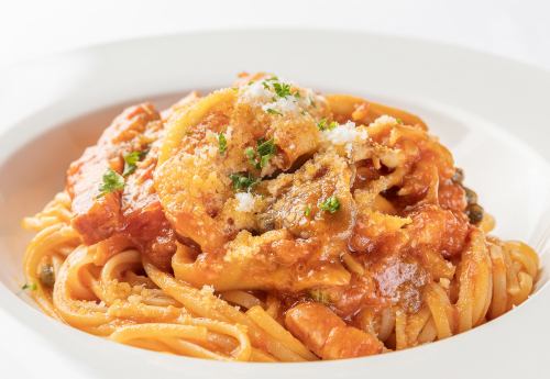 舞茸と広島レモン、ベーコンのトマトパスタ　セット