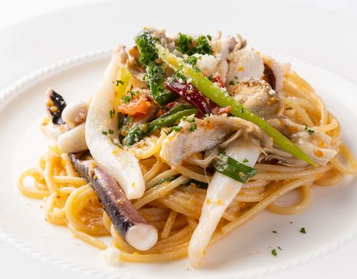 アオリイカと舞茸、唐千寿のオイルスパゲティ セット