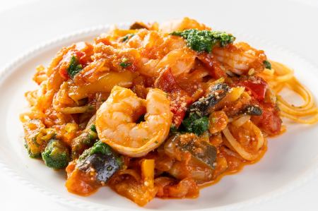 海老と彩野菜のオルトラ-ナ春菊のピュレ セット