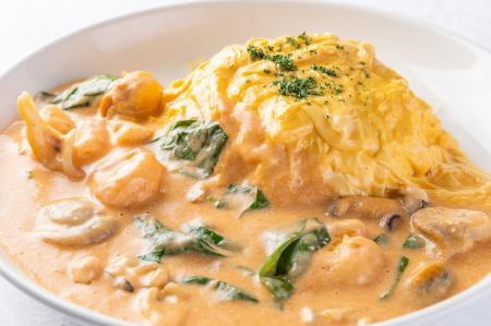 オムライス シ-フ-ドのトマトクリームソース セット