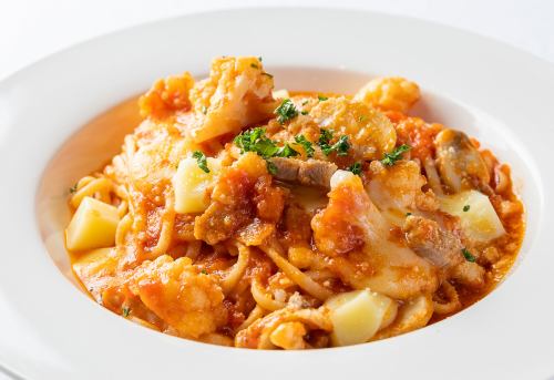 パンチェッタとモッツァレラ、カリフラワ-のトマトパスタ セット