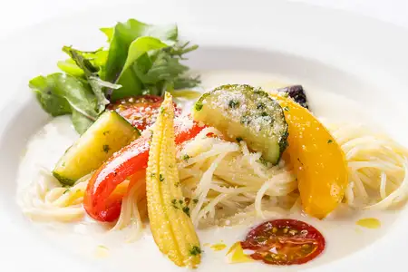 ヴィシソワーズとマリネ野菜の冷製スープパスタ セット